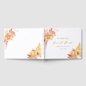 Rustic Fall Floral Pumpkin Hochzeit Gold Script Gästebuch (Voll)