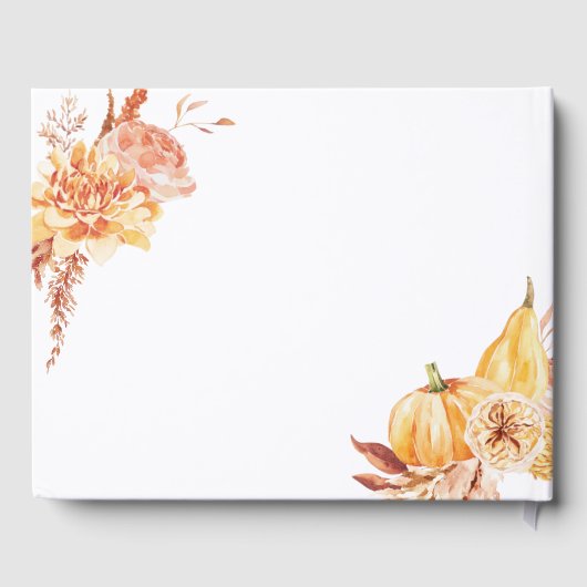 Rustic Fall Floral Pumpkin Hochzeit Gold Script Gästebuch (Rückseite)