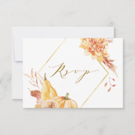 Rustic Fall Floral Pumpkin Hochzeit Gold Script RSVP Karte