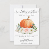 Rustic Fall Floral Pumpkin Twin Baby Dusche Einladung (Vorderseite)