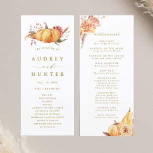 Rustic Fall Floral Pumpkin Wedding Gold Programm