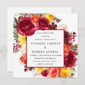 Rustic Fall Floral Square Hochzeitseinladung Einladung (Vorne/Hinten)