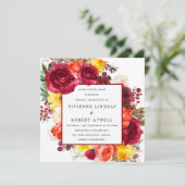 Rustic Fall Floral Square Hochzeitseinladung Einladung (Stehend Vorderseite)