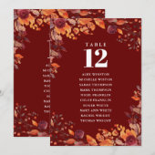 Rustic Fall Floral Table Number Seating Chart Einladung (Vorne/Hinten)