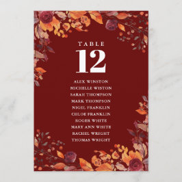 Rustic Fall Floral Table Number Seating Chart Einladung