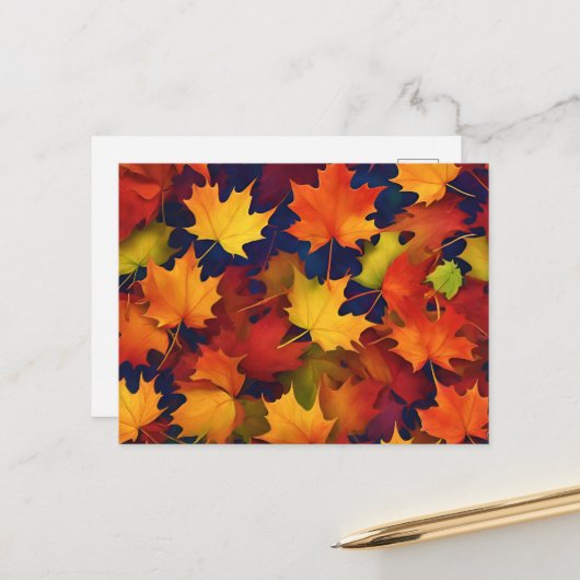 Rustic Fall Foliage Postkarte (Vorderseite/Rückseite Beispiel)