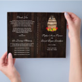 Rustic Fall Foliage Wine Barrel Hochzeitsprogramm (Hand)