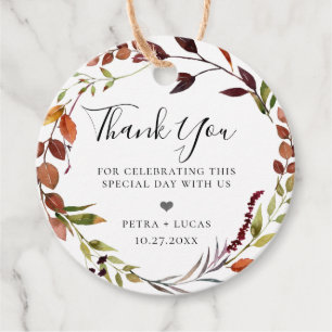 Rustic Fall Foliage Wreath Vielen Dank Geschenkanhänger
