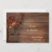 Rustic Fall Foto Hochzeit Danke Karte (Vorderseite)