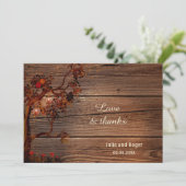 Rustic Fall Foto Hochzeit Danke Karte (Stehend Vorderseite)
