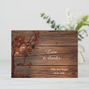 Rustic Fall Foto Hochzeit Danke Karte