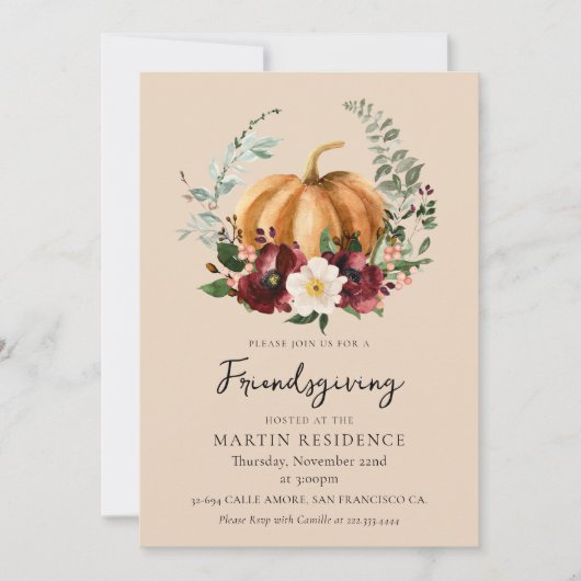 Rustic Fall Friendgiving Dinner Einladung (Vorderseite)