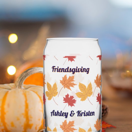 Rustic Fall Friendsgiving Benutzerdefinierte Namen Dosenglas