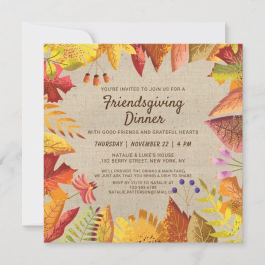 Rustic Fall Friendsgiving Dinner Einladung (Vorderseite)