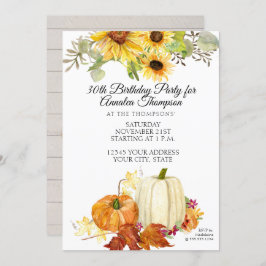 Rustic Fall Geburtstagsparty Pumpkin Leaf Sonnenbl Einladung
