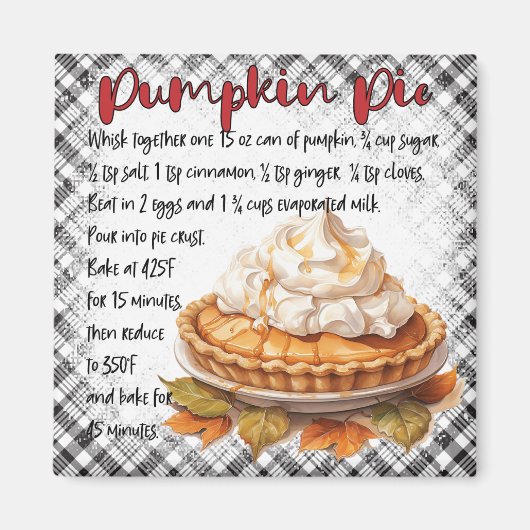 Rustic Fall Gingham Pumpkin Pie Baking Magnet (Vorne)