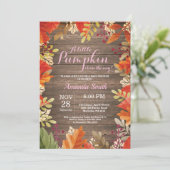Rustic Fall Girl Babydusche Einladung (Stehend Vorderseite)