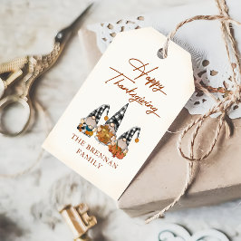 Rustic Fall Gnomes Pumpkin Happy Thanksgiving Geschenkanhänger