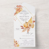 Rustic Fall Gold Floral Pumpkin Hochzeit All In One Einladung (Innen Boden)