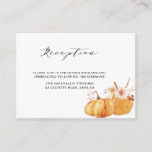 Rustic Fall Gold Floral Pumpkin Hochzeit Empfang Begleitkarte (Vorderseite)