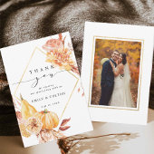 Rustic Fall Gold Floral Pumpkin Hochzeit Foto Dankeskarte
