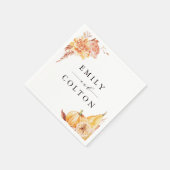 Rustic Fall Gold Floral Pumpkin Hochzeit Serviette (Ecke)