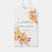 Rustic Fall Gold Floral Pumpkin Hochzeit Vielen Da Geschenkanhänger (Rückseite)