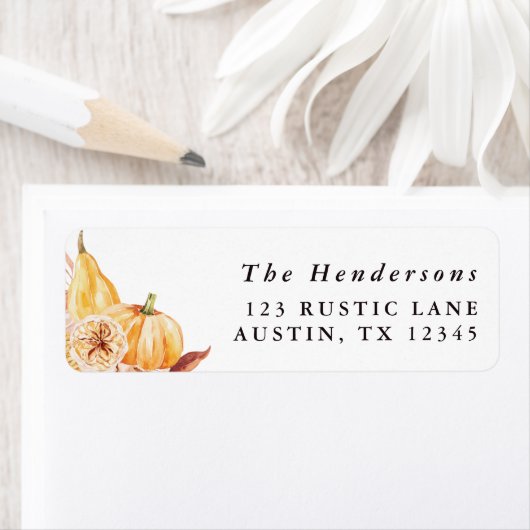 Rustic Fall Gold Floral Pumpkin Rücksendeadresse (Insitu)