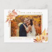 Rustic Fall Gold Floral Wedding Foto Vielen Dank Postkarte (Vorderseite)