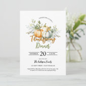 Rustic Fall Greenery Blätter Pumpkin Erntedank Einladung (Stehend Vorderseite)