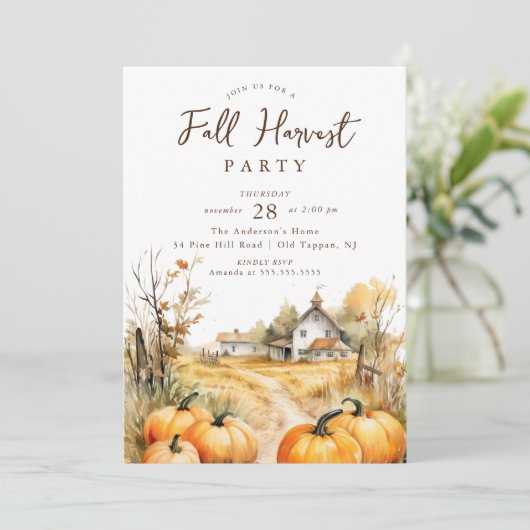 Rustic Fall Harvest Barn Thanksgiving Einladung (Stehend Vorderseite)