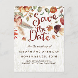 Rustic Fall Harvest Pumpkin Save the Date Ankündigungspostkarte