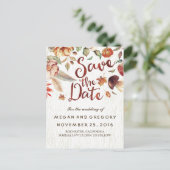 Rustic Fall Harvest Pumpkin Save the Date Ankündigungspostkarte (Stehend Vorderseite)