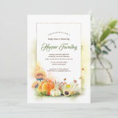 Rustic Fall Harvest Pumpkin Sonnenblumendusche Einladung (Stehend Vorderseite)