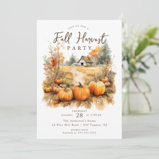 Rustic Fall Harvest Thanksgiving Einladung (Stehend Vorderseite)