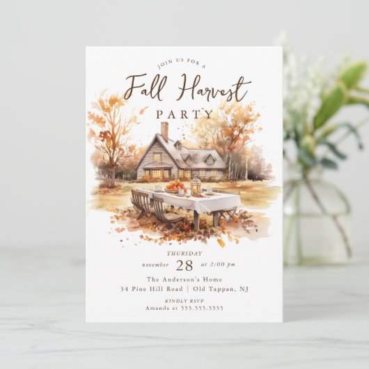 Rustic Fall Harvest Thanksgiving Einladung (Stehend Vorderseite)