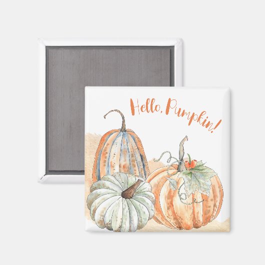 Rustic Fall Hello Pumpkin Magnet (Vorderseite/Rückseite)