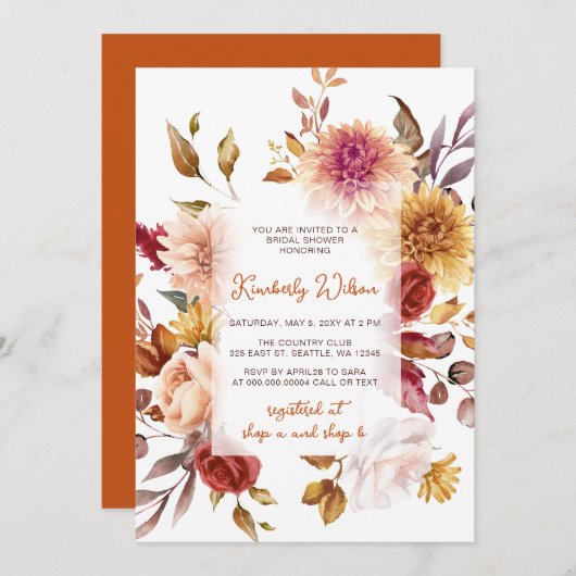 Rustic Fall in Love Pumpkins Fall Bridal Shower Einladung (Vorne/Hinten)