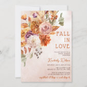 Rustic Fall in Love Pumpkins Fall Bridal Shower Einladung (Vorderseite)