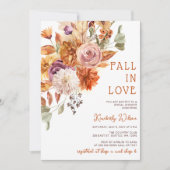 Rustic Fall in Love Pumpkins Fall Bridal Shower Einladung (Vorderseite)