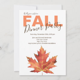 Rustic Fall Leaf Dinner Party Einladung