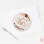 Rustic Fall Leaves Beige Wedding Thank You Runder Aufkleber (Umschlag)