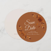 Rustic Fall Leaves Burnt Sienna Beige Wedding Save The Date (Vorne/Hinten)