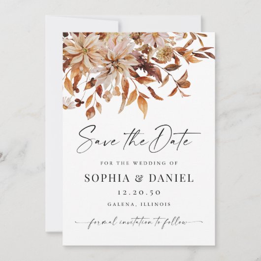 Rustic Fall Leaves Save The Date Card (Vorderseite)