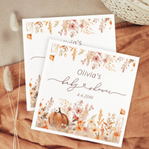 Rustic Fall Meadow Little Pumpkin Paper Napkin Serviette