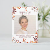 Rustic Fall Memorial Beerdigung Gebet Foto-Karte (Stehend Vorderseite)