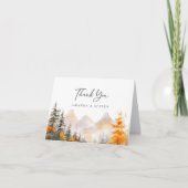 Rustic Fall Mountain Pine Forest Wedding Dankeskarte (Vorderseite)