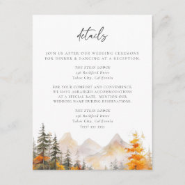 Rustic Fall Mountain Pine Forest Wedding Details Begleitkarte