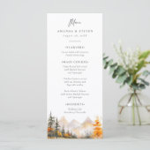Rustic Fall Mountain Pine Forest Wedding Menükarte (Stehend Vorderseite)