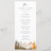 Rustic Fall Mountain Pine Forest Wedding Menükarte (Vorderseite)